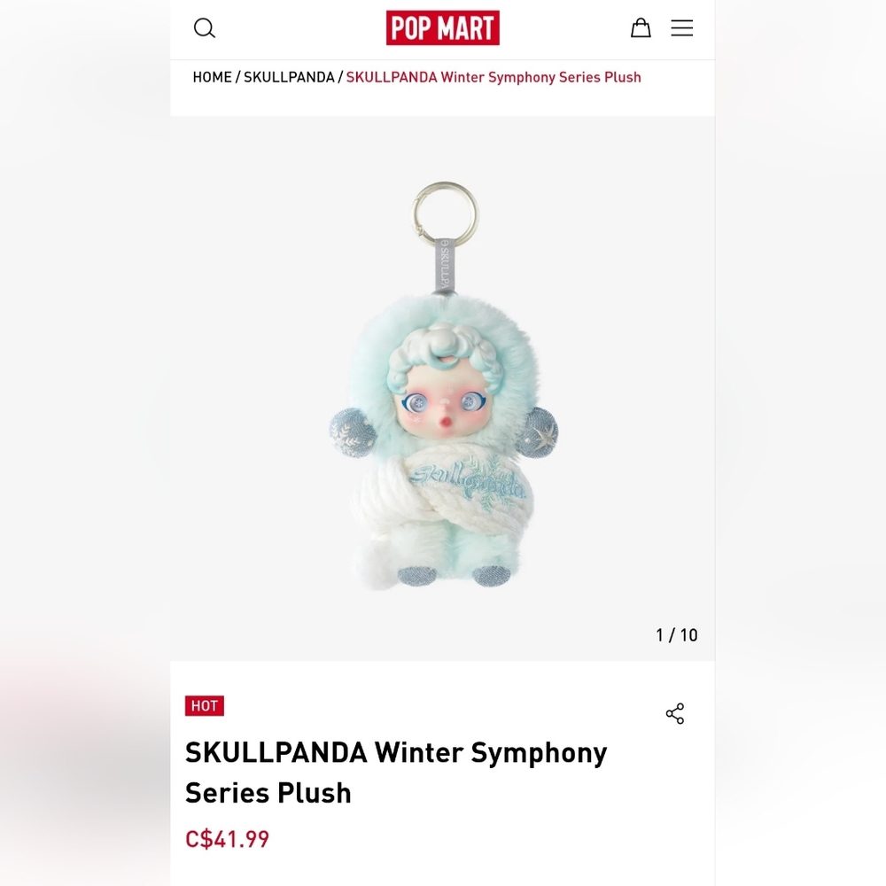 Skullpanda Winter Symphony Plush Vinyl Face Keychain Song of Snow